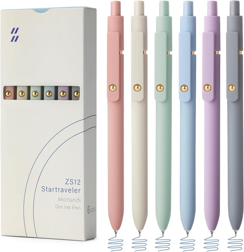 FIOVER Gel Pens, 6pcs Blue Ink Medium Point 0.7mm Smooth Writing Pens with Comfort Grip, Aesthetic Ballpoint for Journaling School Office Supplies, Gifts for Women Men (6PCS Blue Ink) - Image 1
